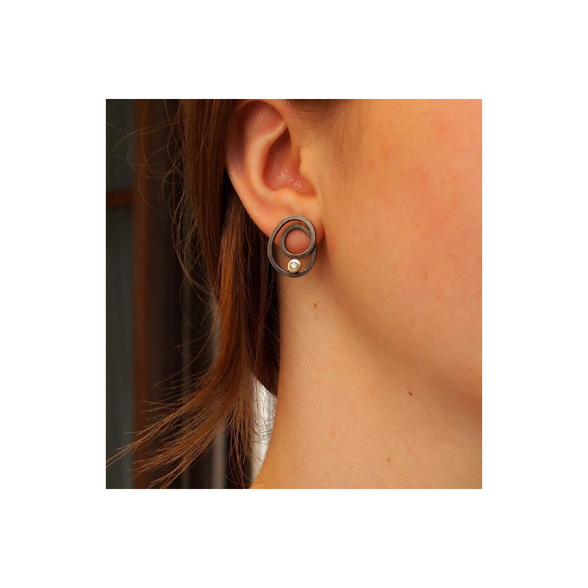 Pendientes de plata y oro con diamantes