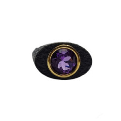 Anillo de plata y oro con amatista