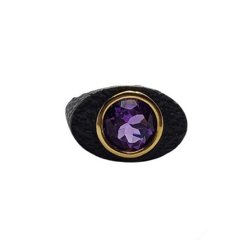 Anillo de plata y oro con amatista Anillo de plata y oro con amatista