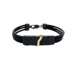 Pulsera de plata y oro con cuero