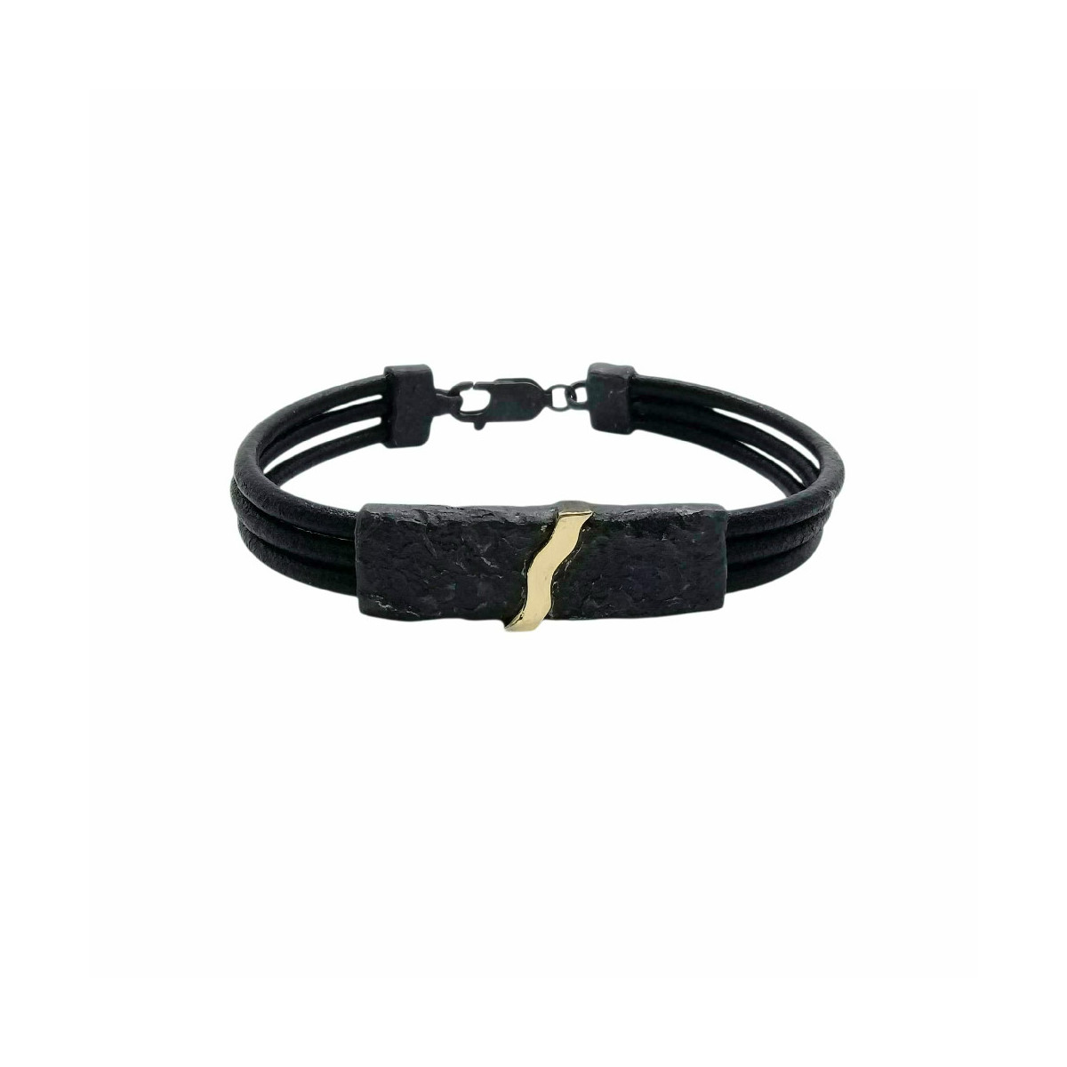 Pulsera de plata y oro con cuero Pulsera de plata y oro con cuero