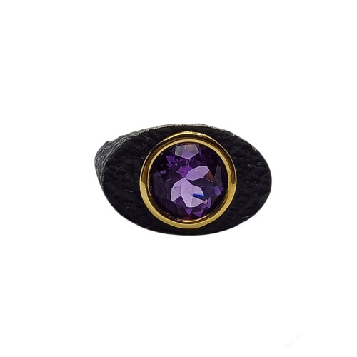 Anillo de plata y oro con amatista Anillo de plata y oro con amatista