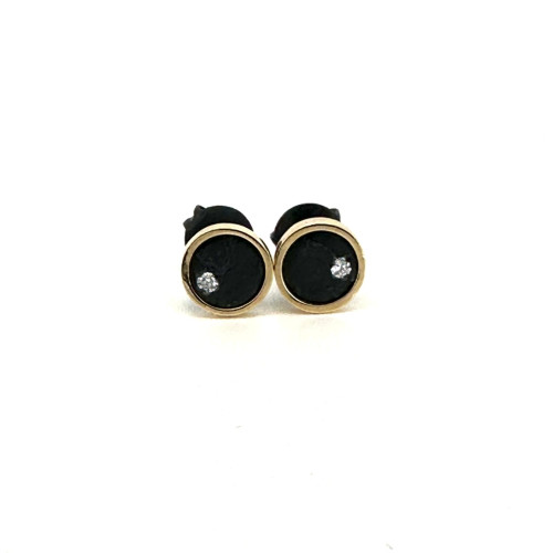 Pendientes de plata y oro con diamante Pendientes de plata y oro con diamante