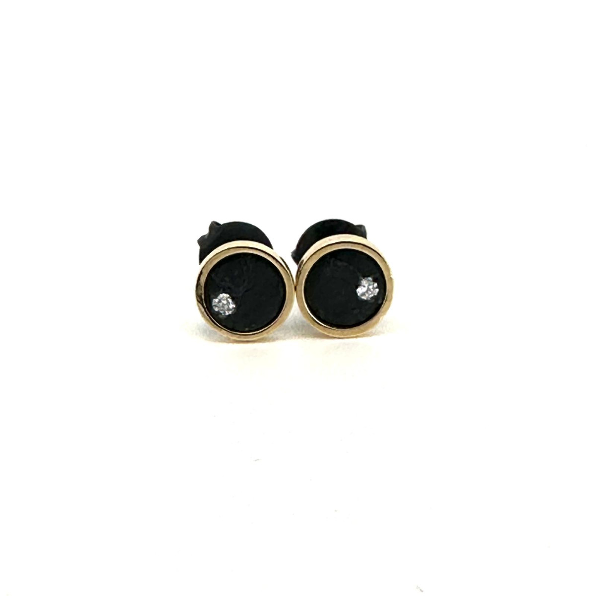 Pendientes de plata y oro con diamante Pendientes de plata y oro con diamante