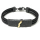 Pulsera de plata y oro con cuero Pulsera de plata y oro con cuero