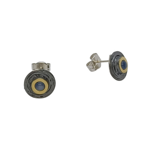 Pendientes de plata, oro y cianita Pendientes de plata, oro y cianita