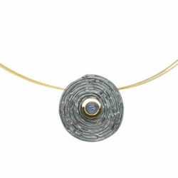 Gargantilla de plata,oro y cianita