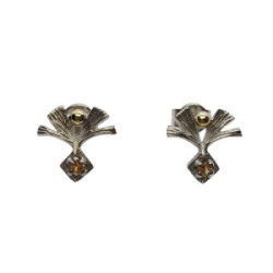 Pendientes de plata, oro y zafiro amarillo