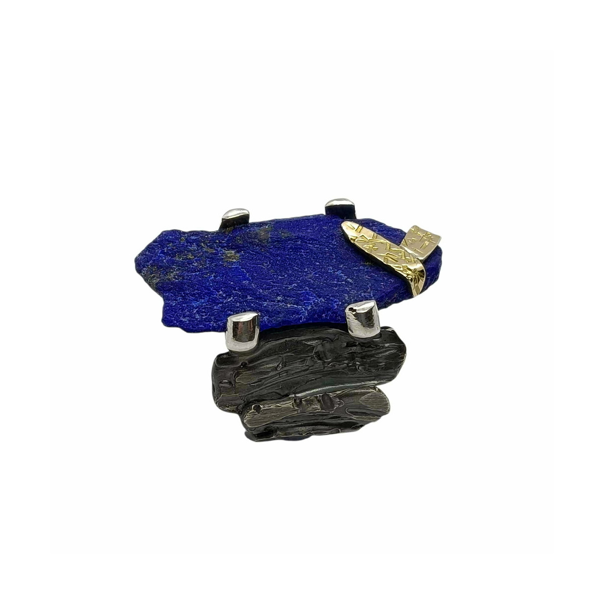 Anillo de plata y oro con lapislázuli Anillo de plata y oro con lapislázuli