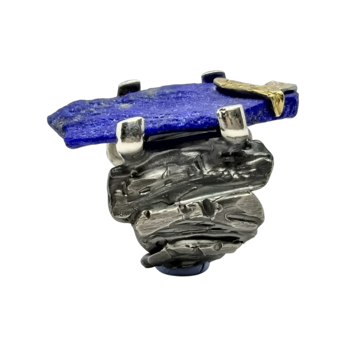Anillo de plata y oro con lapislázuli Anillo de plata y oro con lapislázuli