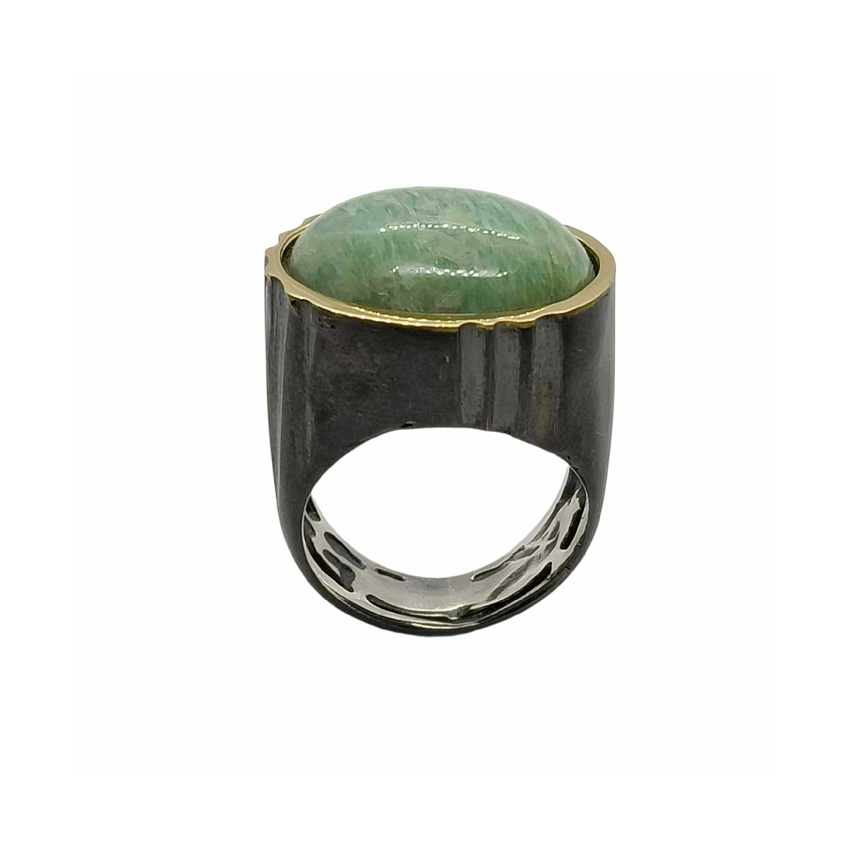 Anillo de plata y oro con amazonita Anillo de plata y oro con amazonita