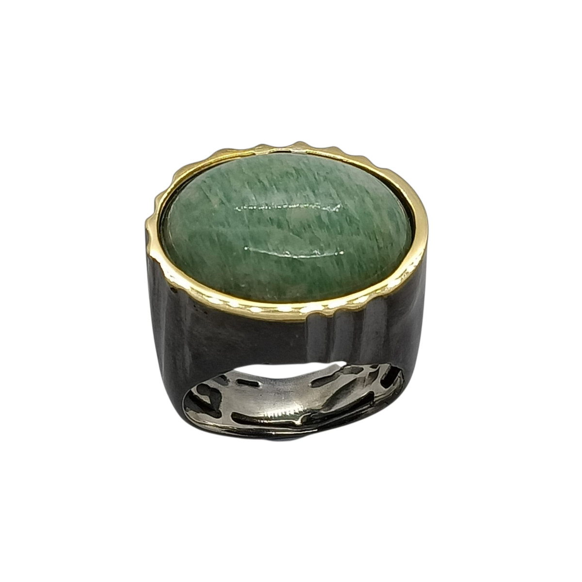 Anillo de plata y oro con amazonita Anillo de plata y oro con amazonita