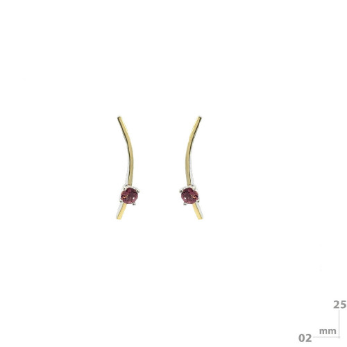 Pendientes de plata y oro con turmalina rosa