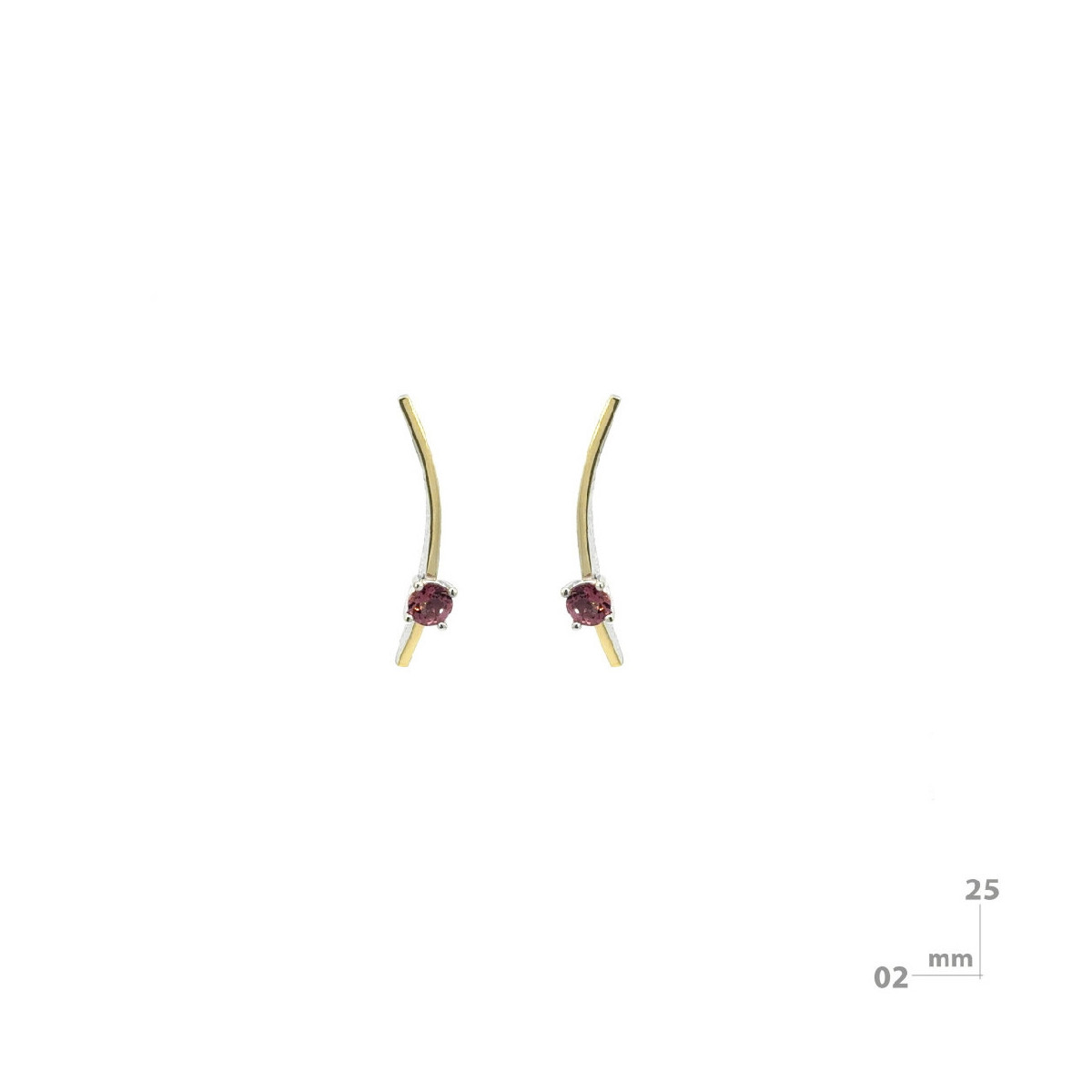 Pendientes de plata y oro con turmalina rosa