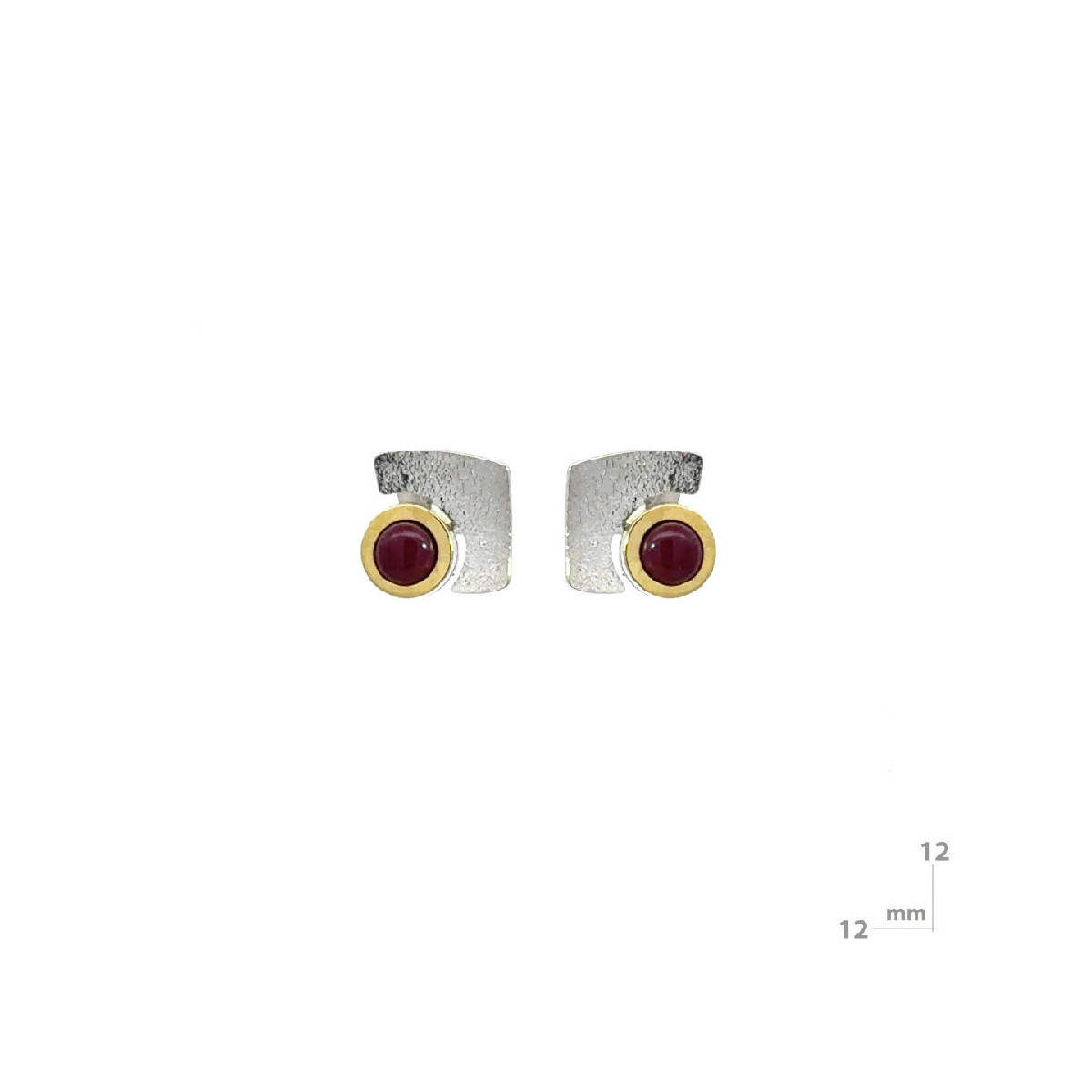 Pendientes de plata, oro y rubí