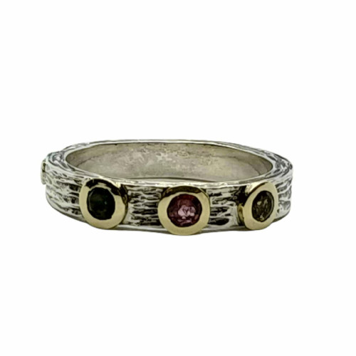 Anillo de plata y oro con turmalinas