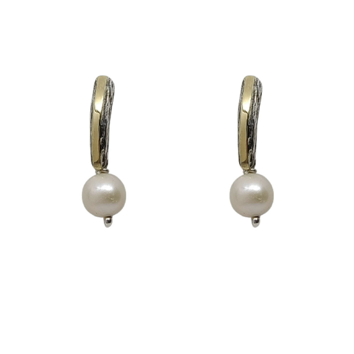 Pendientes de plata y oro con perlas