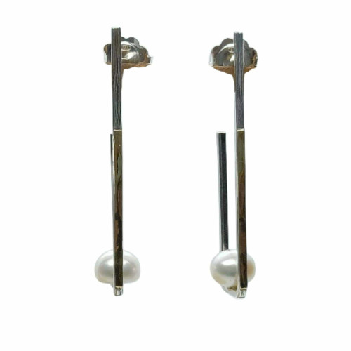 Pendientes de plata y oro con perlas