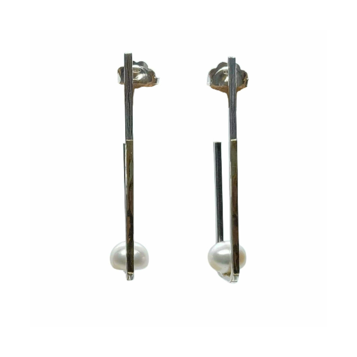 Pendientes de plata y oro con perlas