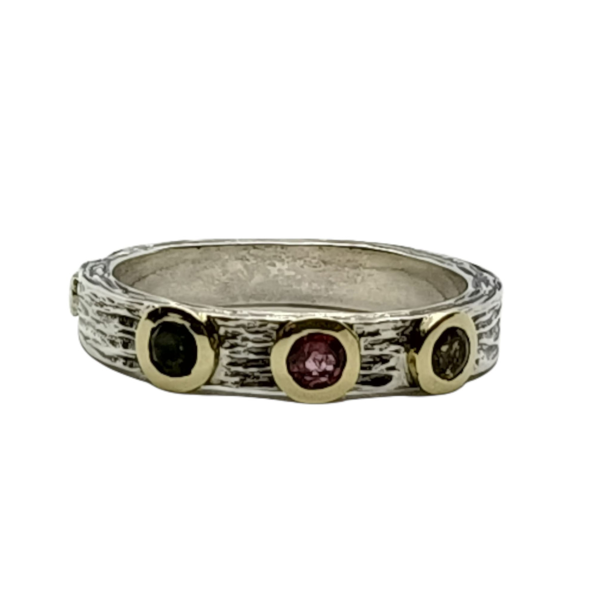 Anillo de plata y oro con turmalinas