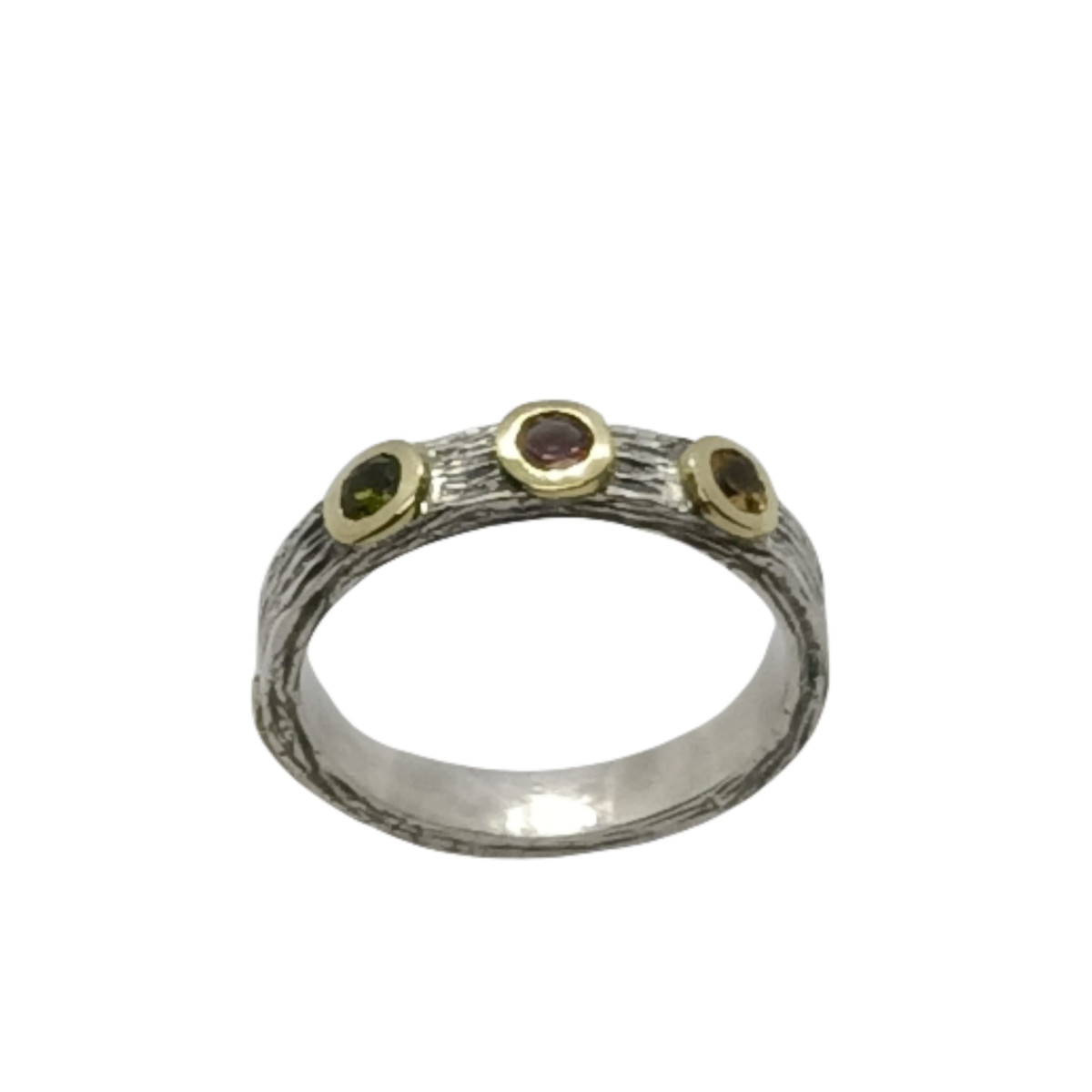 Anillo de plata y oro con turmalinas