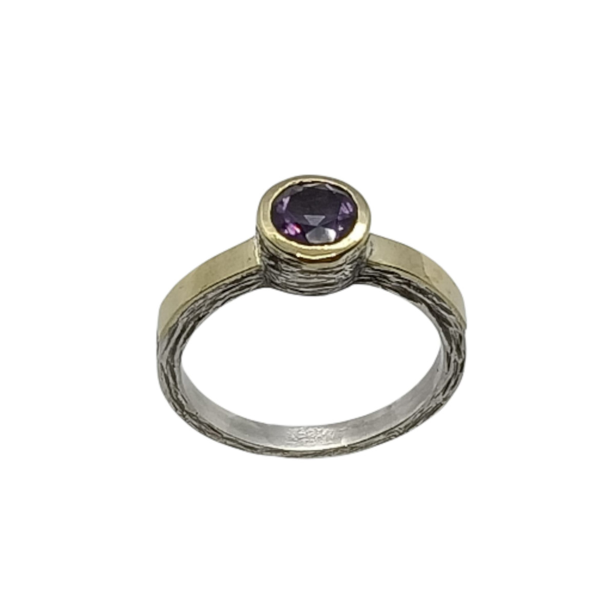 Anillo de plata y oro con amatista