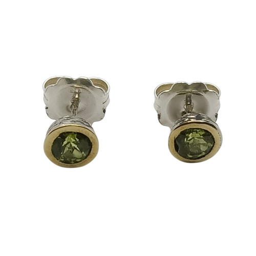 Pendientes de plata y oro con peridoto