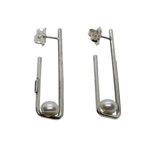 Pendientes de plata y oro con perlas