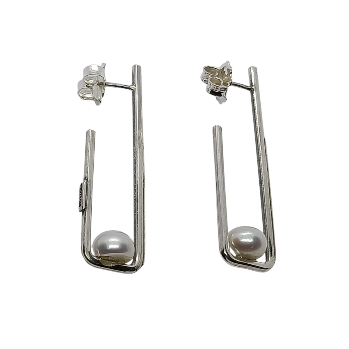 Pendientes de plata y oro con perlas