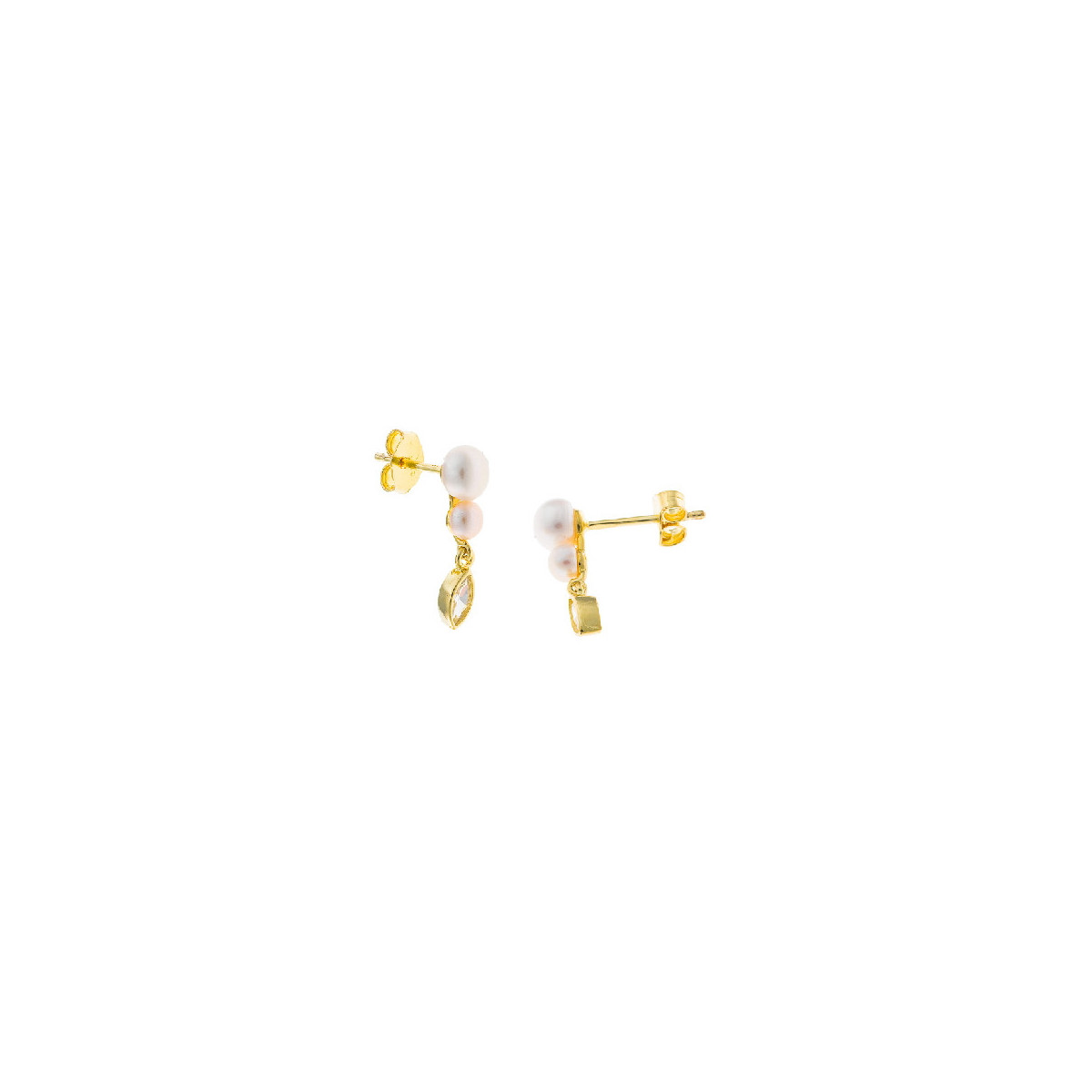 PENDIENTES DE PLATA CHAPADA CON PERLAS Y CIRCONITA