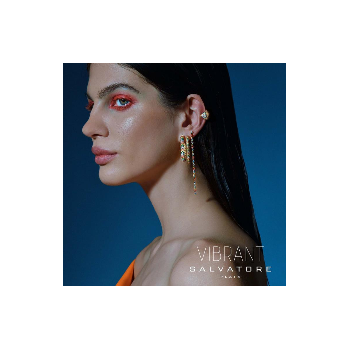 Pendientes de plata chapada con circonitas multicolor