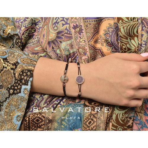 Pulsera de plata con circonitas rosas y blancas