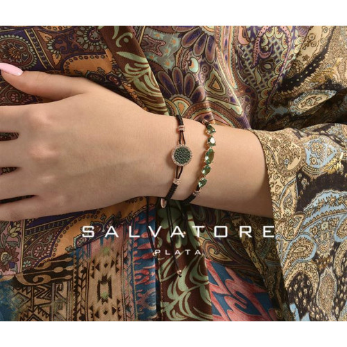 Pulsera de plata con circonitas verdes y blancas