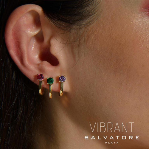 Pendientes de plata chapada con circonita verde