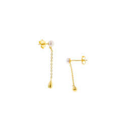 PENDIENTES DE PLATA CHAPADA CON PERLA