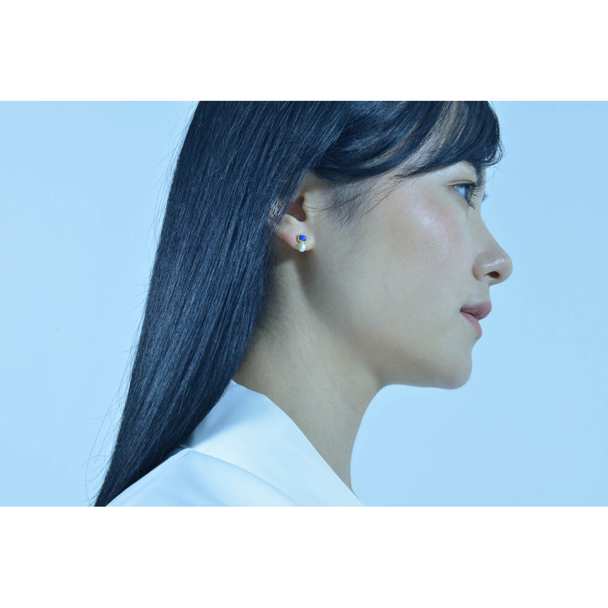 PENDIENTES DE PLATA CHAPADA CON PERLA Y lapislázuli