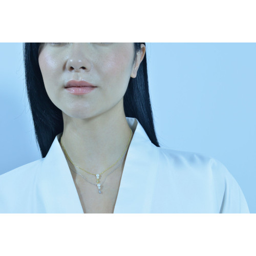 COLLAR DE PLATA CHAPADA CON PERLAS Y CIRCONITA