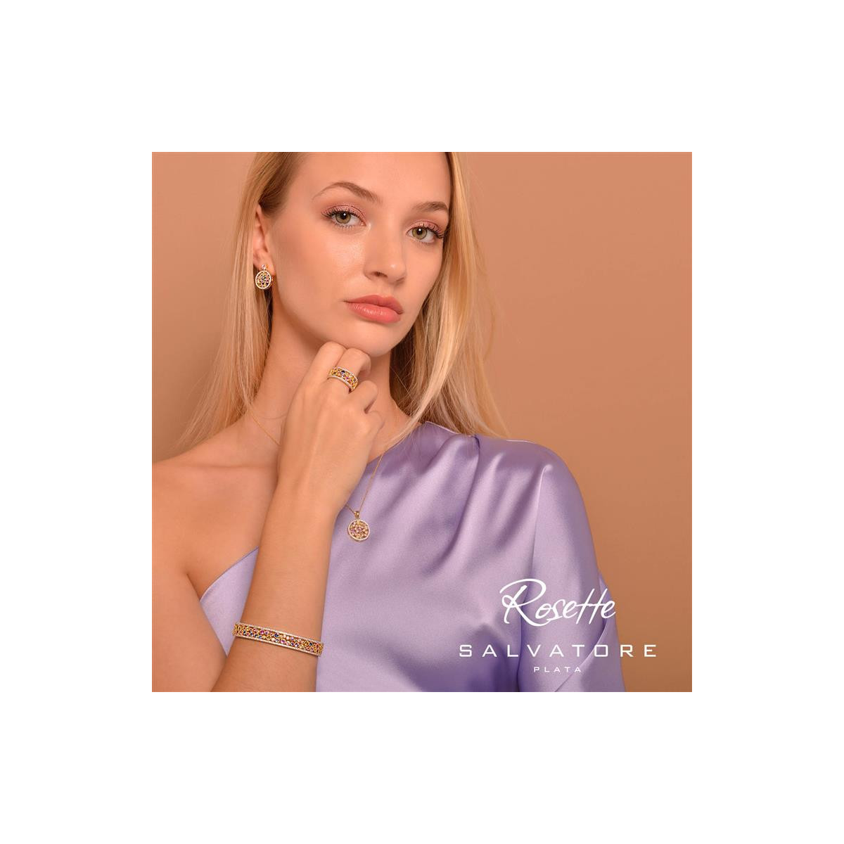 Collar de plata con circonitas de colores