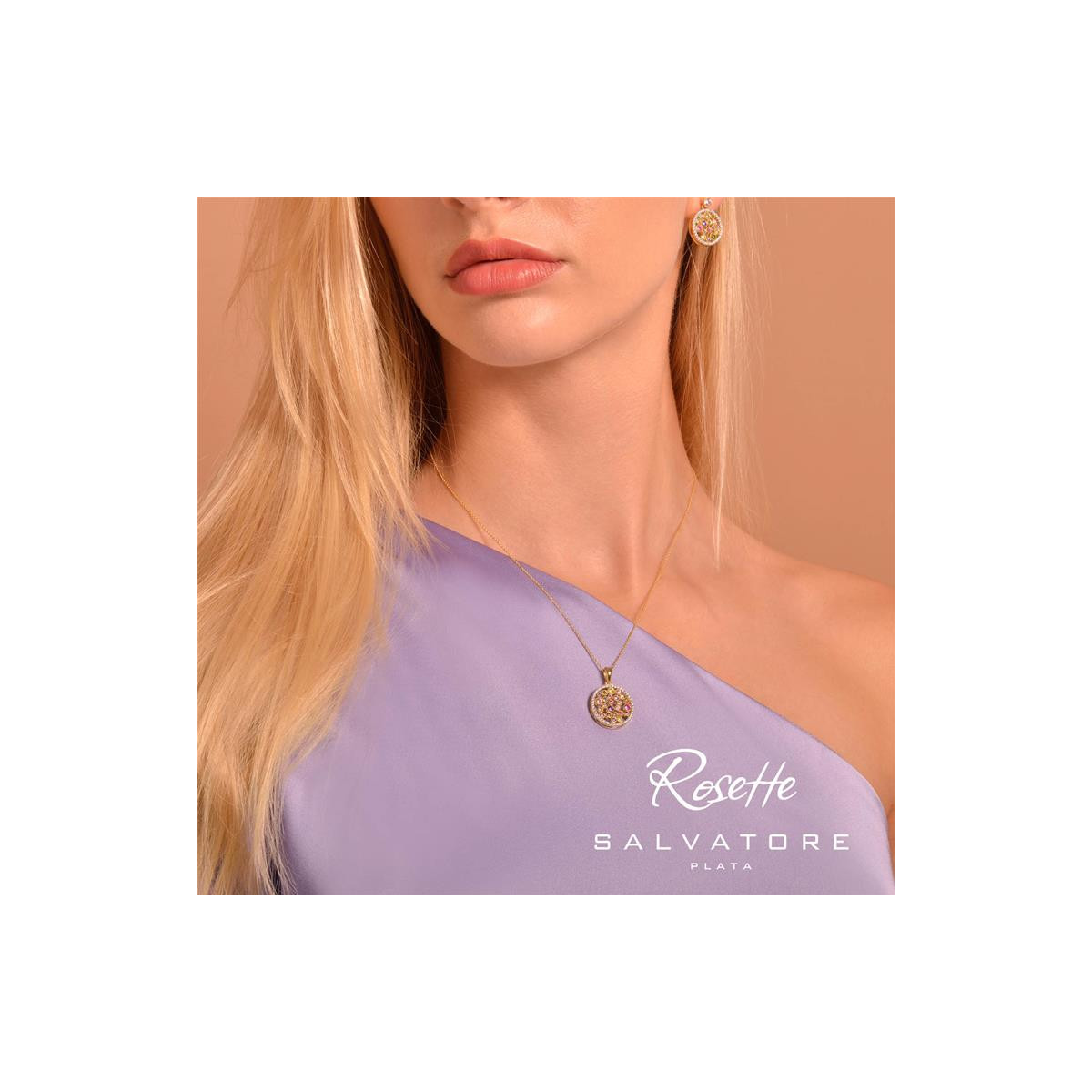 Collar de plata con circonitas de colores