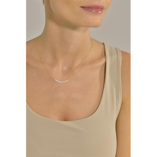 Collar de plata chapada con circonitas blancas y perlas naturales