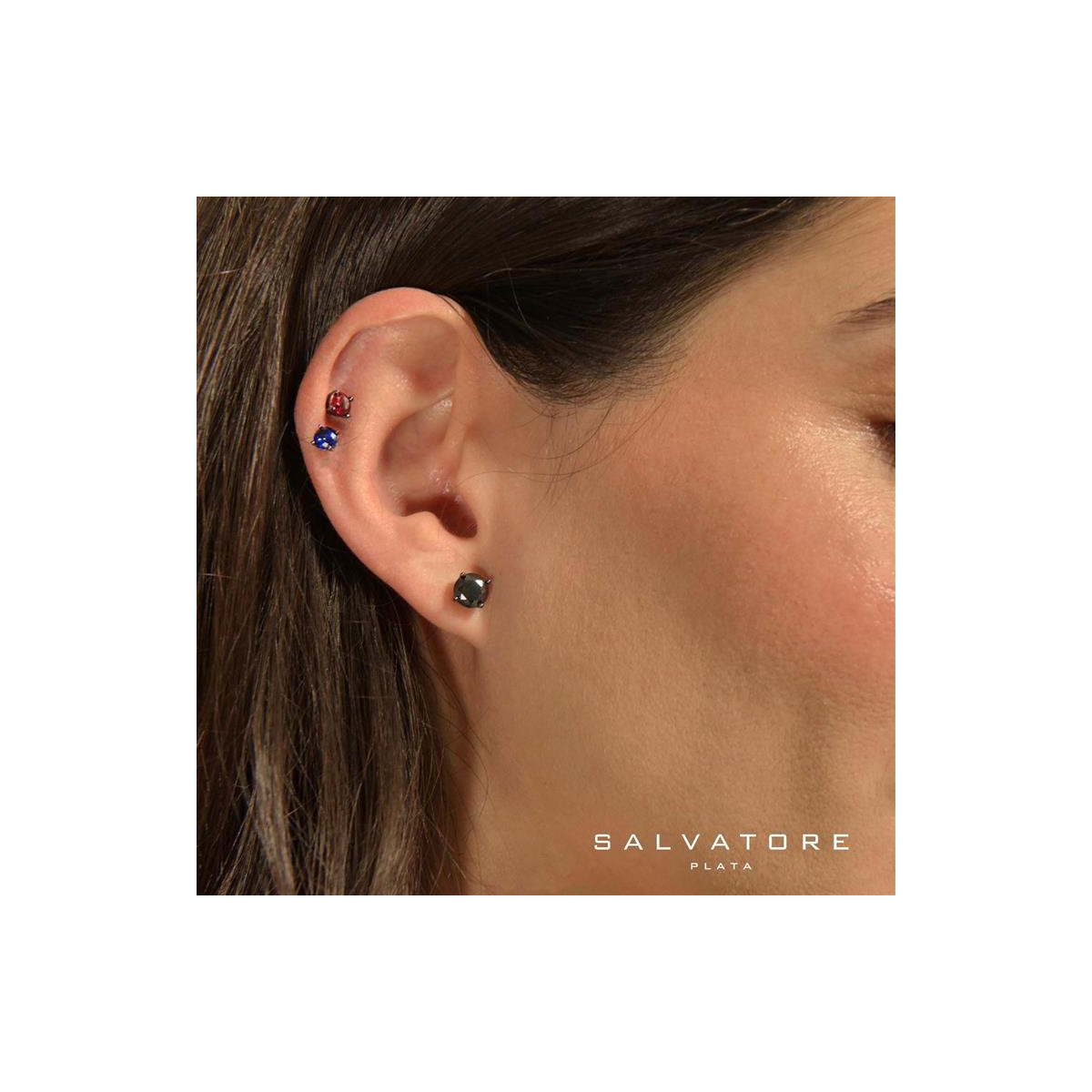 Pendientes de plata con circonita negra