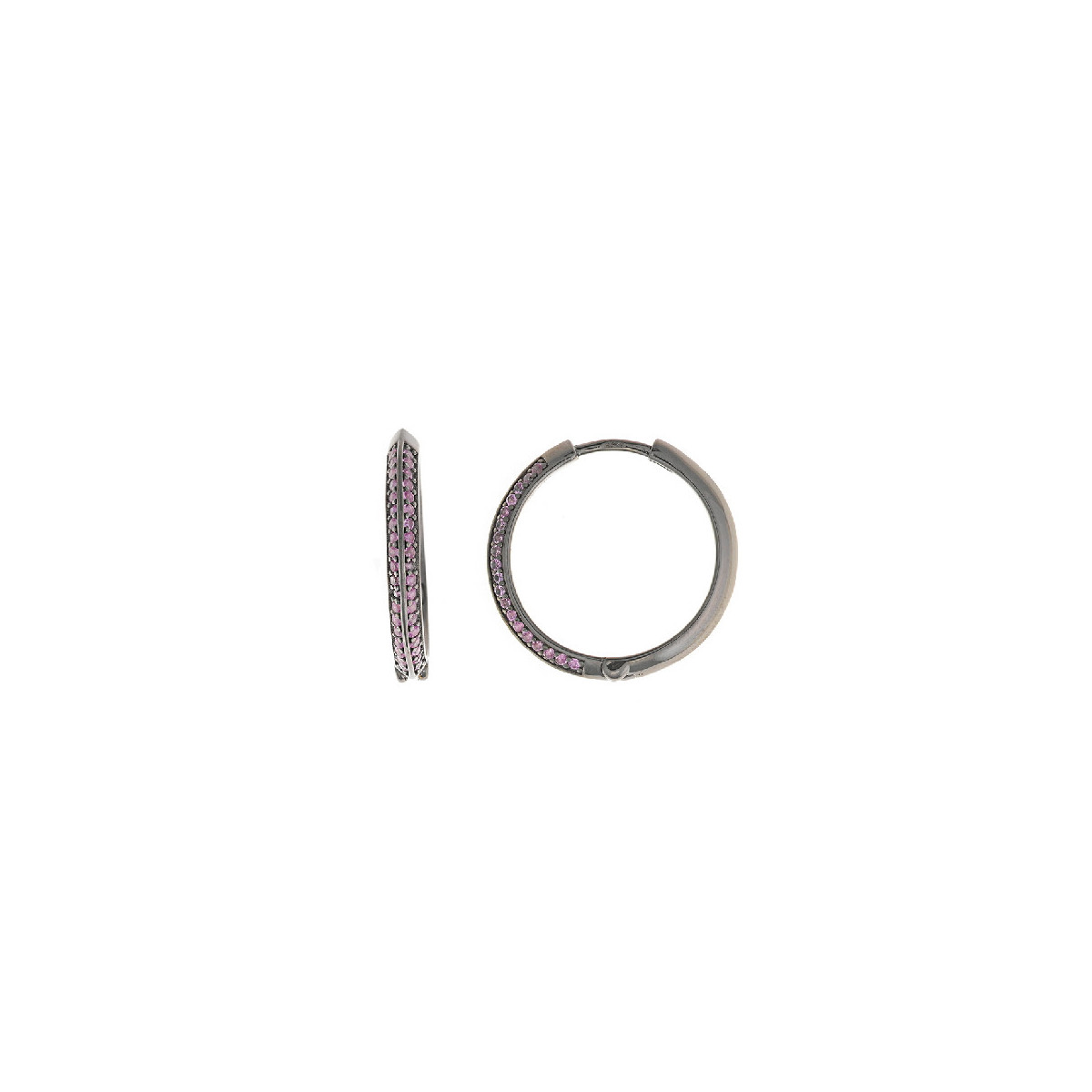 PENDIENTES DE PLATA CON RUTENIO NEGRO, ESTILO ARO CON CIRCONITAS