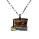 Colgante de plata y oro con ámbar y diamante Colgante de plata y oro con ámbar y diamante