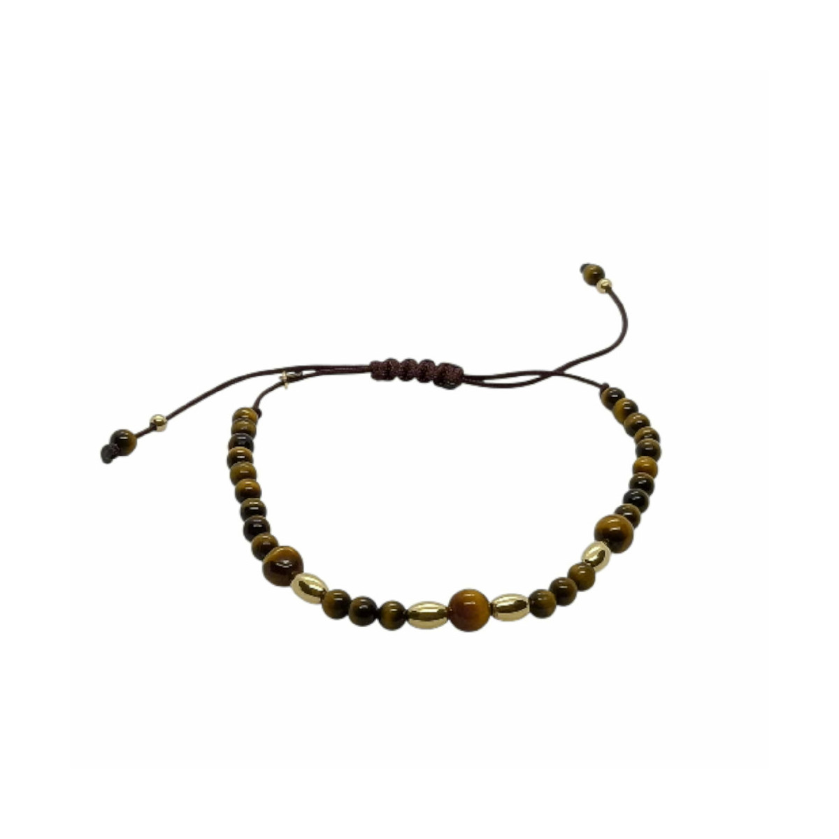 Pulsera de Ojo de tigre y oro amarillo