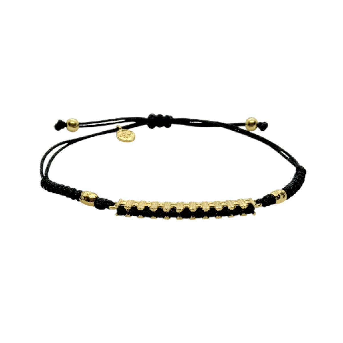 Pulsera estilo Rivière de plata con macramé y circonitas