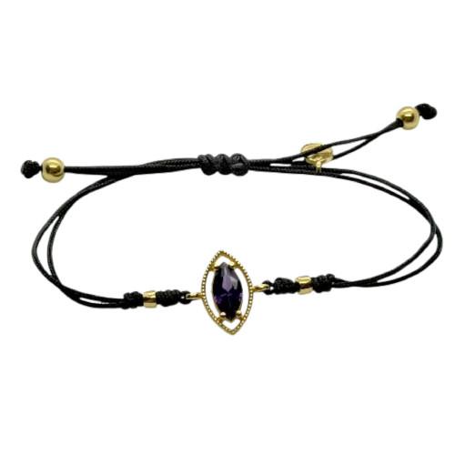 Pulsera de plata con macramé y circonita