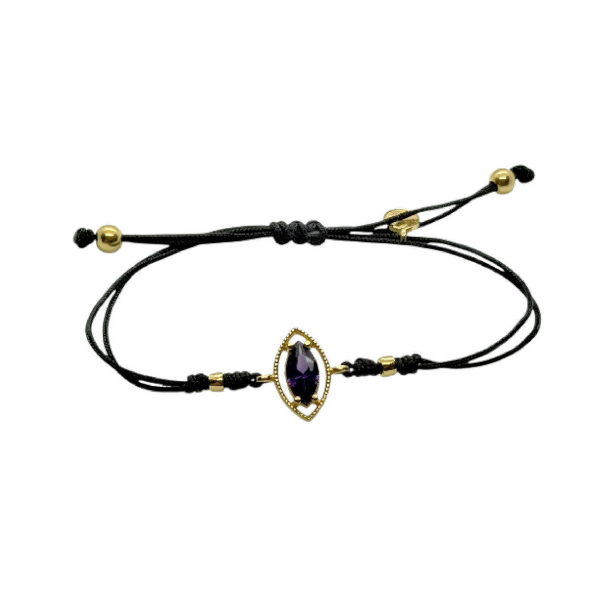 Pulsera de plata con macramé y circonita