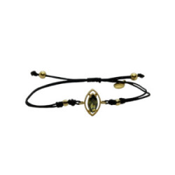 Pulsera de plata con macramé y circonita