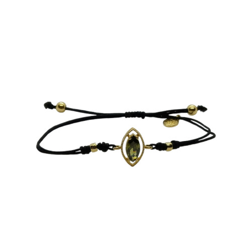 Pulsera de plata con macramé y circonita