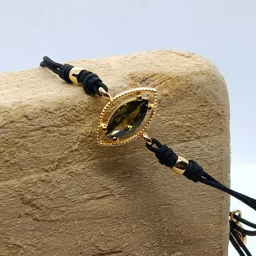 Pulsera de plata con macramé y circonita